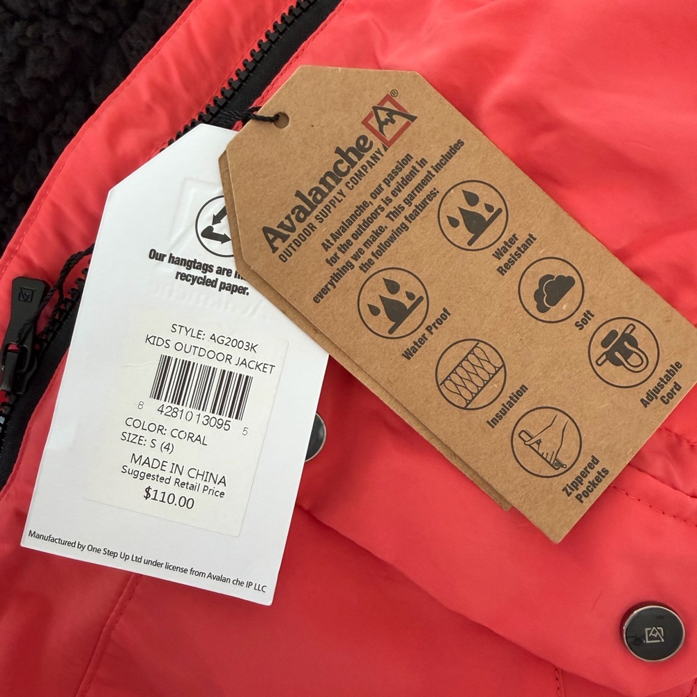 AVALANCHE CORAL JACKET WITH VEGAN FUR HOOD KIDS GIRLS S 4 NWT - Picture 7 of 10